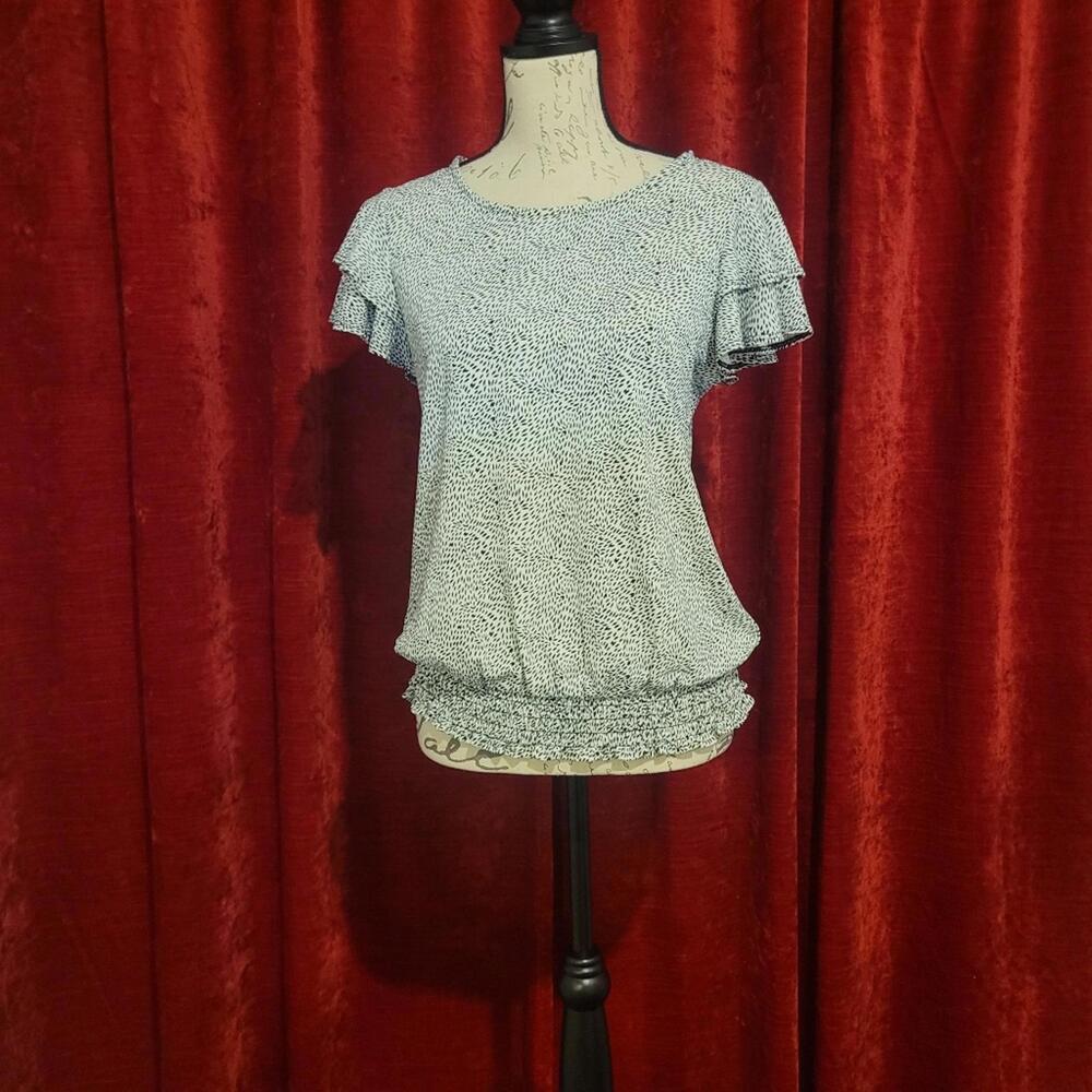BUNDLE SALE! ADRIANNA PAPELL  Black & White Women's  Short Sleeve Blouse Size S